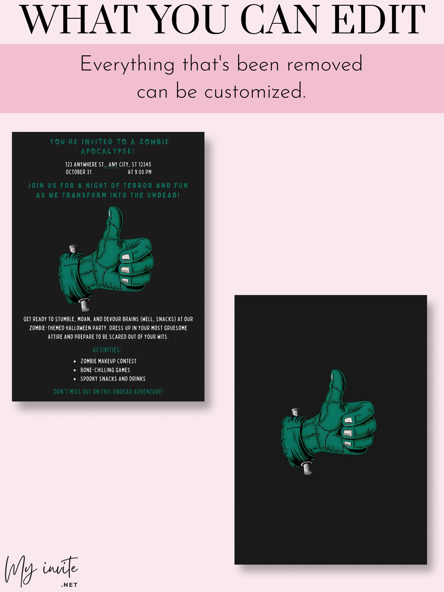 ZOMBIE APOCALYPSE, Halloween party invitation