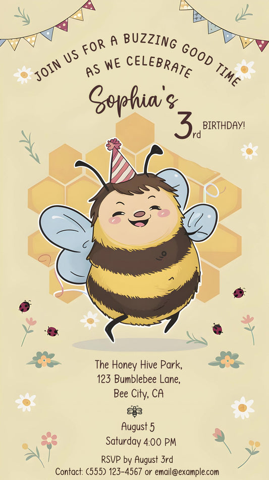 Bee Happy Birthday Party - Video invitasion