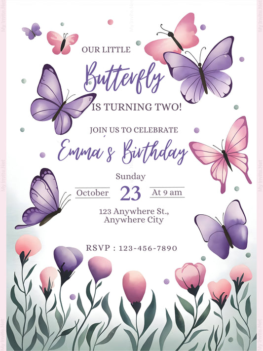 Butterfly Birthday Party Invitation