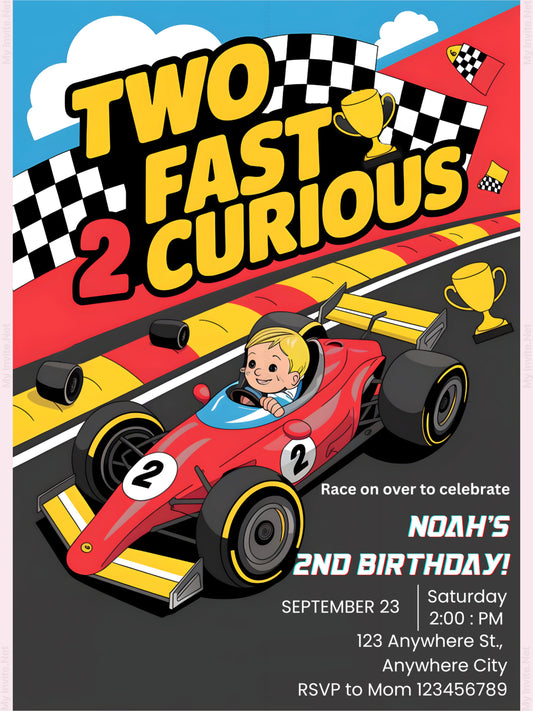 Racing Car Birthday Invitation Two