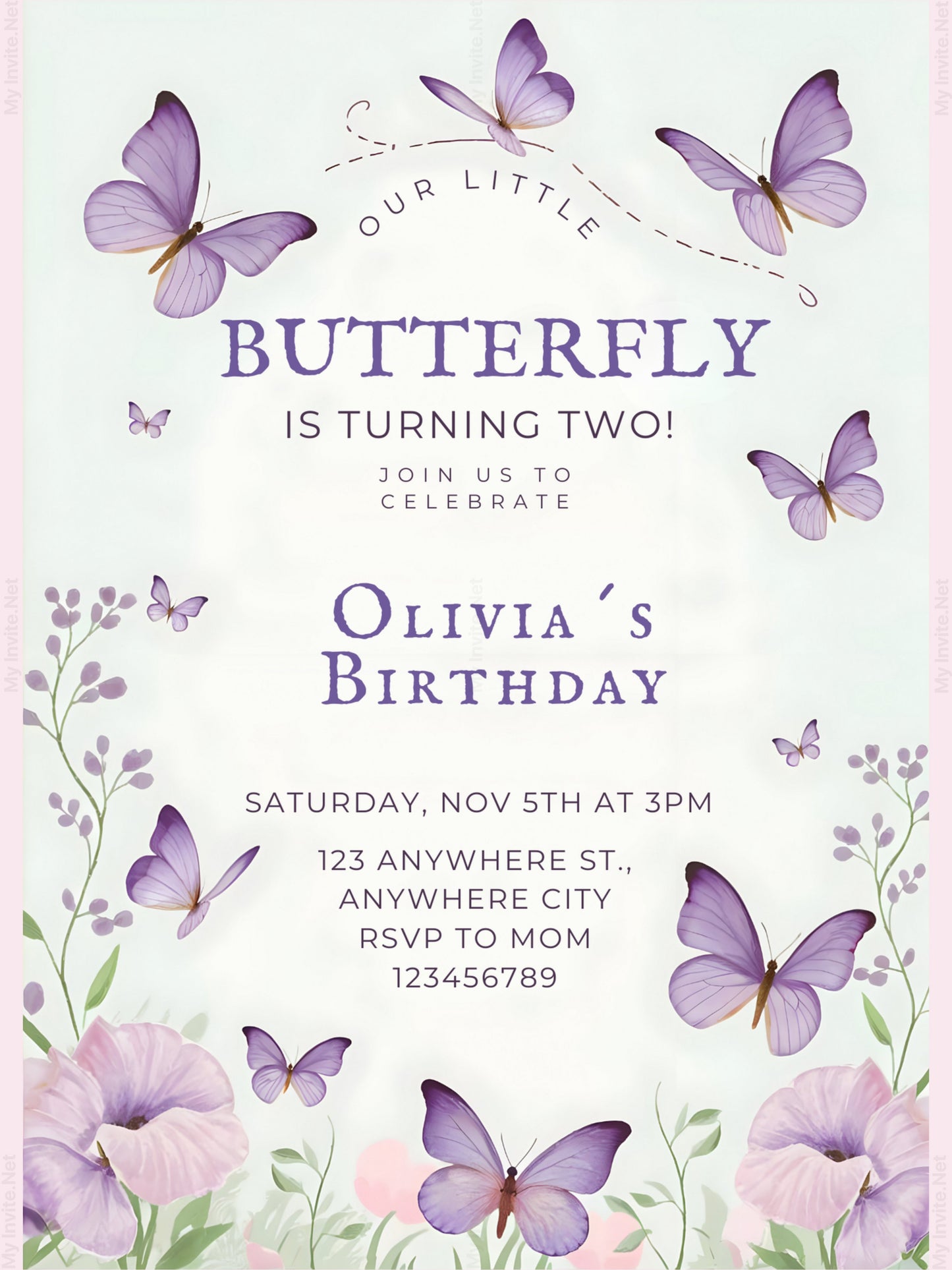 Our Little Butterfly, Editable Digital Birthday Invitation