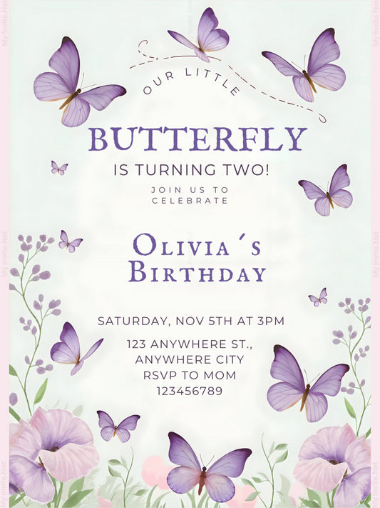 Our Little Butterfly, Editable Digital Birthday Invitation