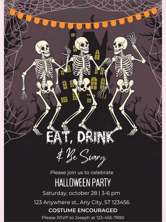 Eat Drink And Be Scary Invitations, Halloween