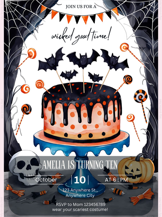 Wicked good time!, Halloween Birthday invitation