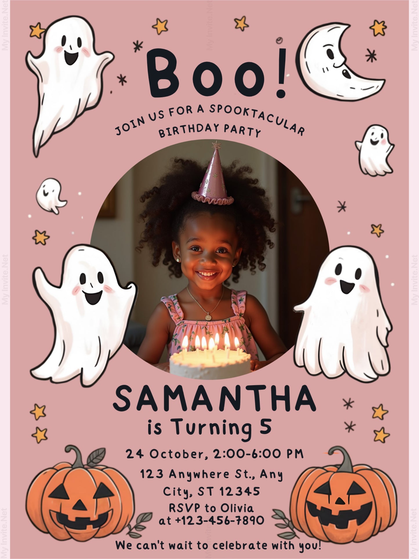 Pinky boo photo, Halloween invitation
