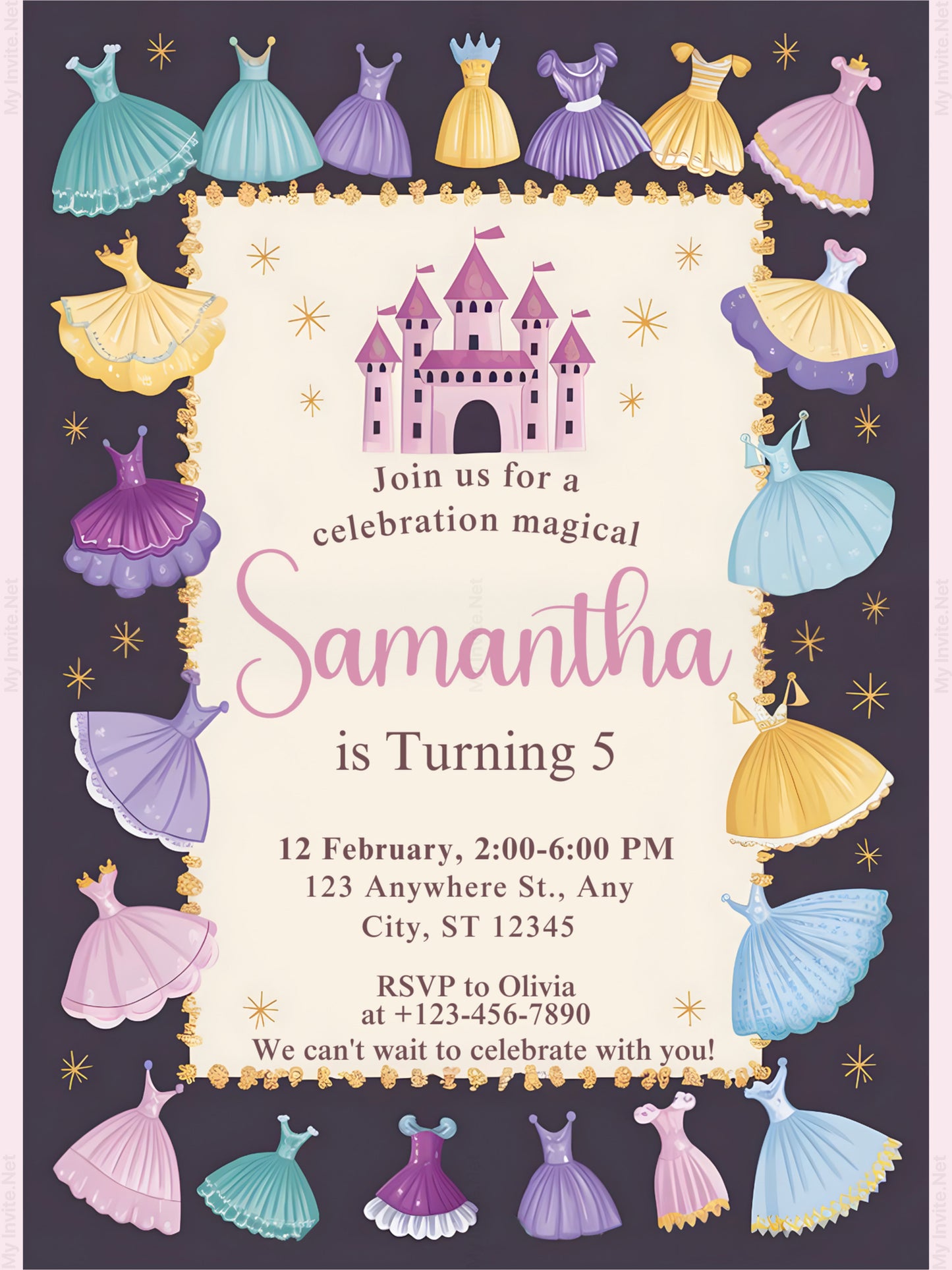 Princess Dress Up Invitation, Birthday Invitation Template