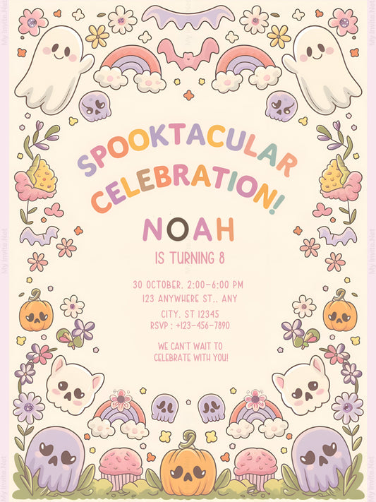 Cute Halloween Birthday Party Invite