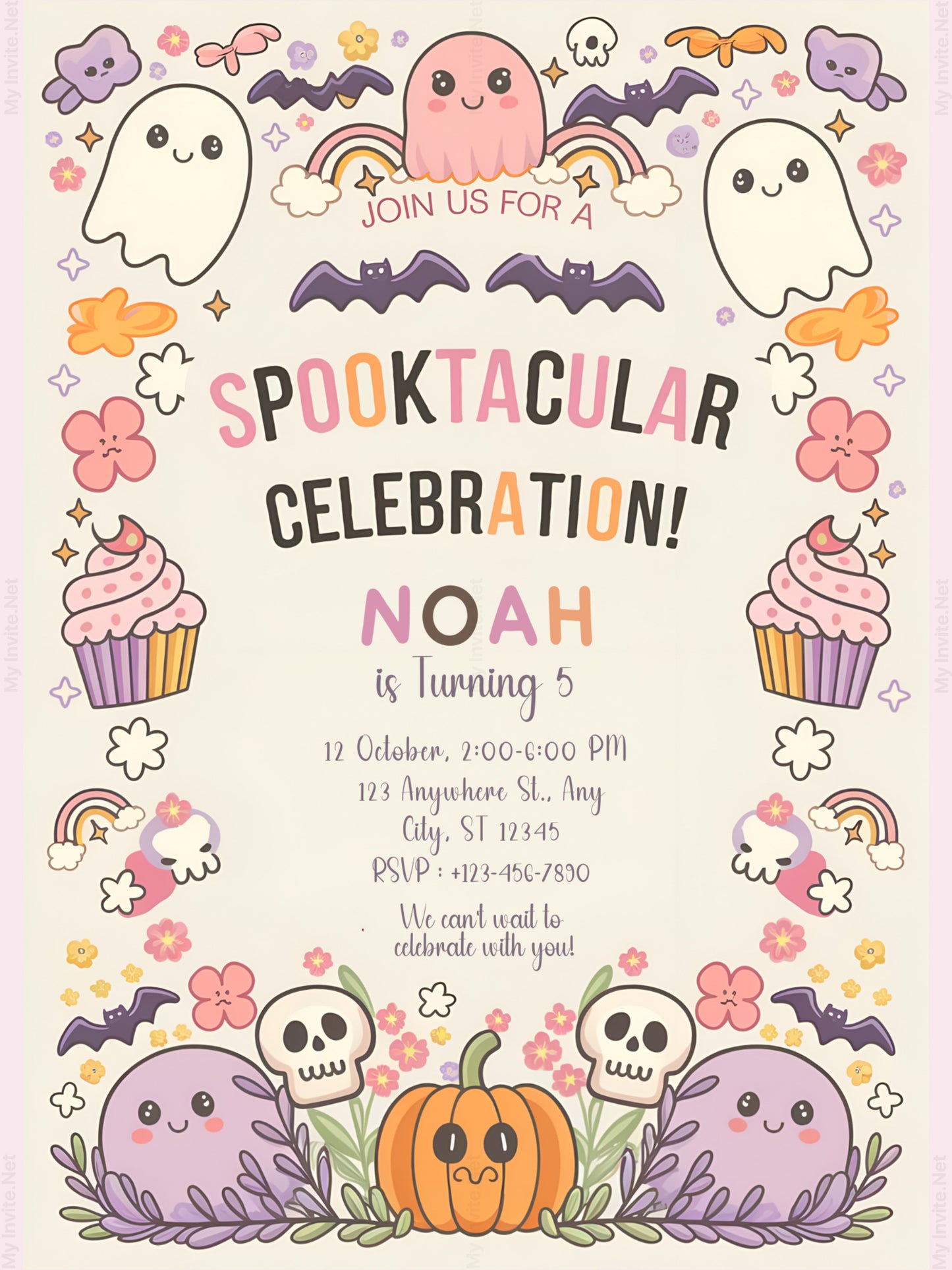 Groovy Halloween Birthday Party Invite