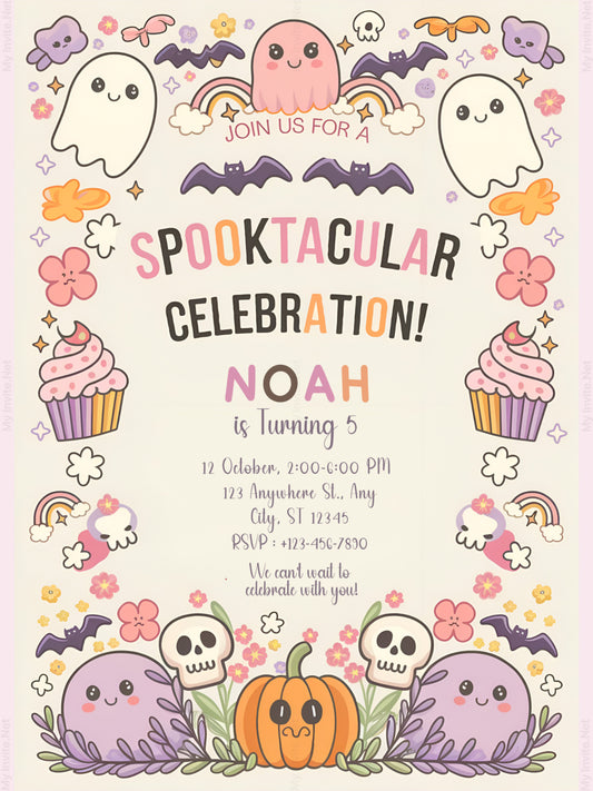 Groovy Halloween Birthday Party Invite