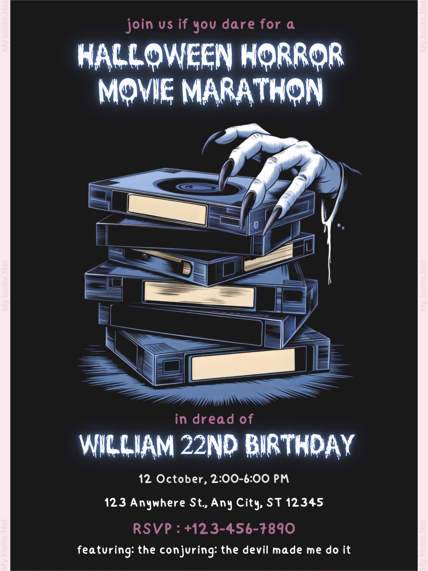 Halloween Horror Movie Marathon Invitation