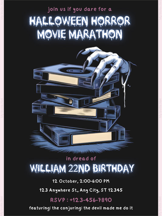 Halloween Horror Movie Marathon Invitation