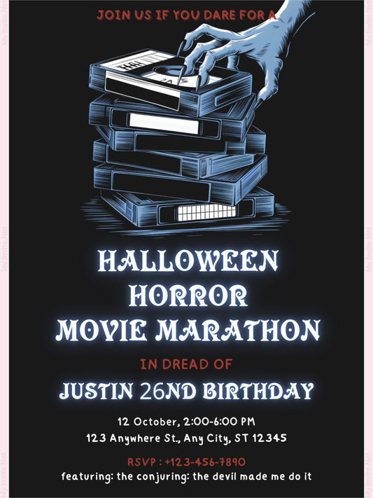 Halloween Horror Movie Marathon Invitation