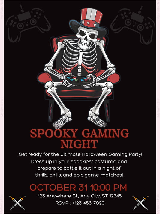 Spooky Gaming Night, Halloween Party Invitation