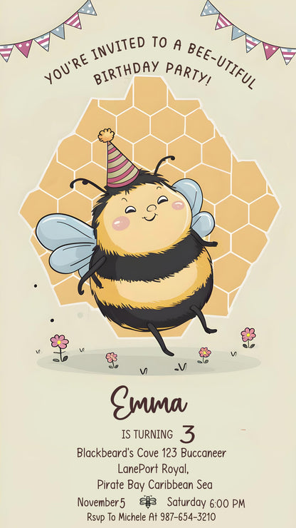 Honeybee Birthday Delight- Video invitasion