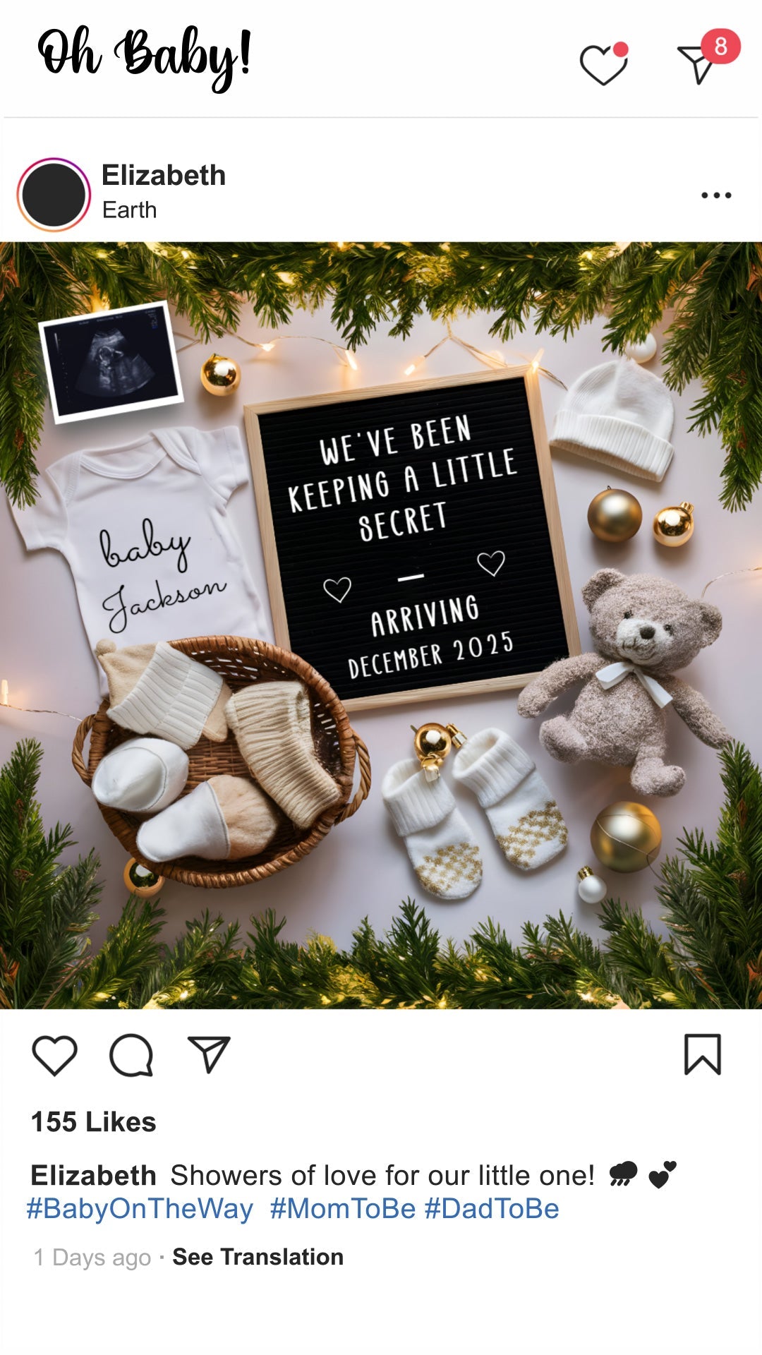 Sparkle and Shine: Christmas Pregnancy Reveal, Instant Editable Template