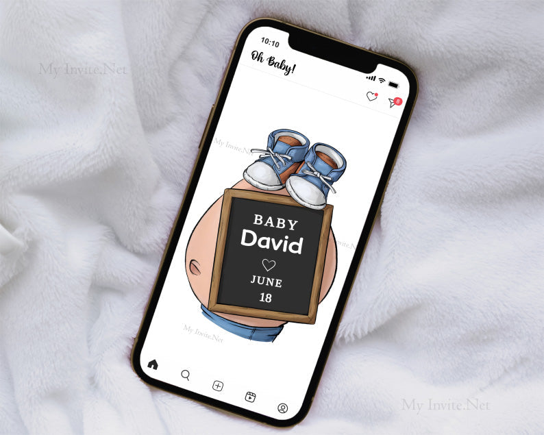 Baby boy Pregnancy Announcement, Instant Editable Template