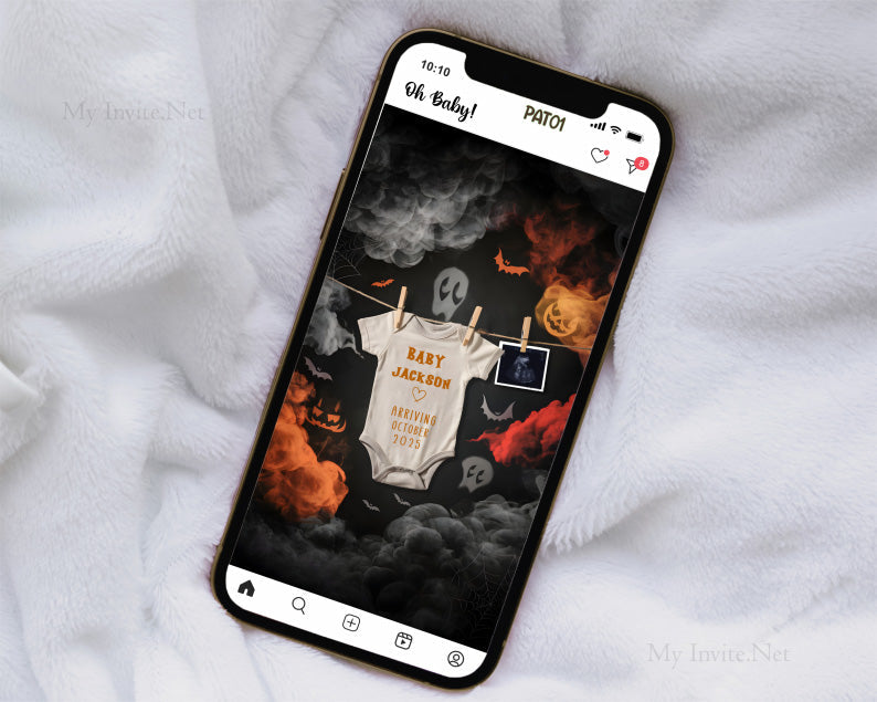 Halloween Digital Pregnancy Announcement, New Little Boo,