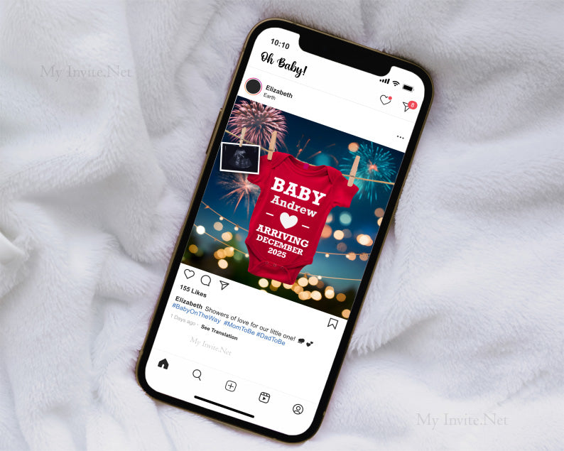 Holiday Baby Reveal,  Baby Announcement, Social Media, Editable Template