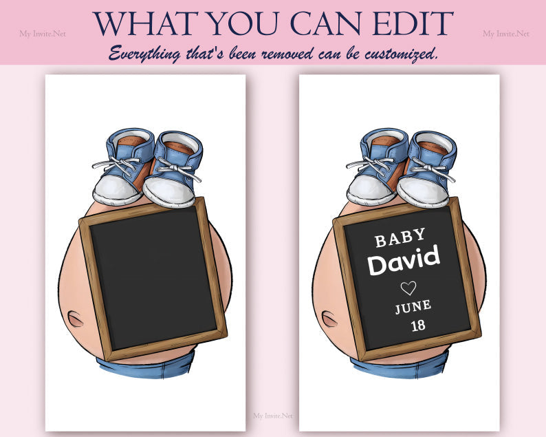 Baby boy Pregnancy Announcement, Instant Editable Template