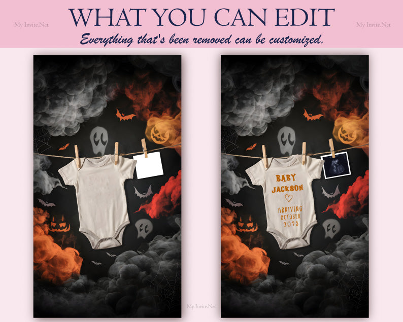 Halloween Digital Pregnancy Announcement, New Little Boo,