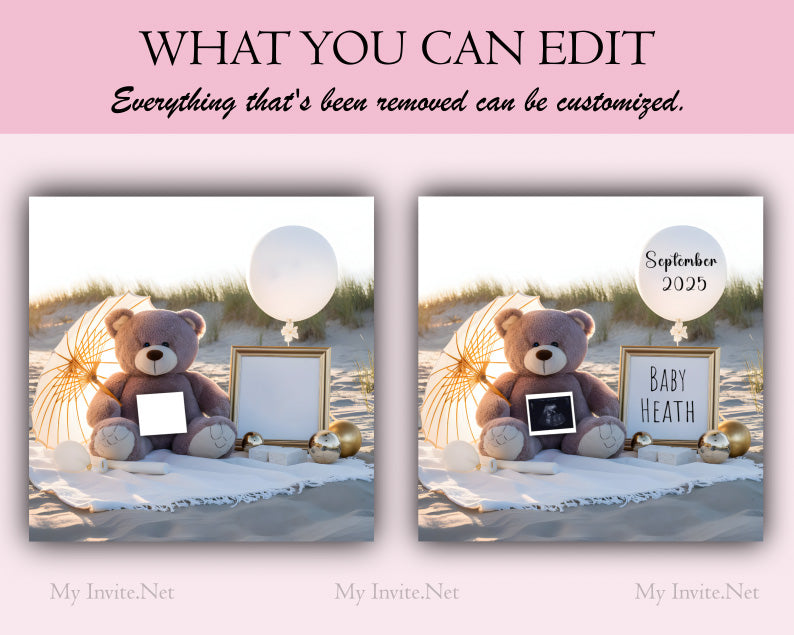 Beach Digital Pregnancy Announcement | Summer Baby Announcement