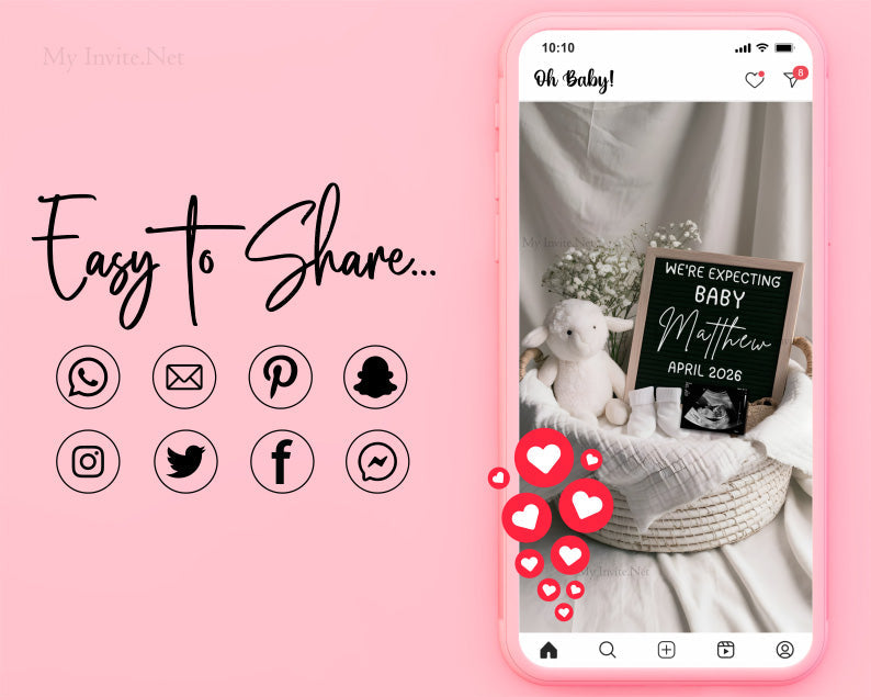 Cute Lamb Sheep Pregnancy Announcement for Social Media, Editable Letter Board Pregnancy Announcement