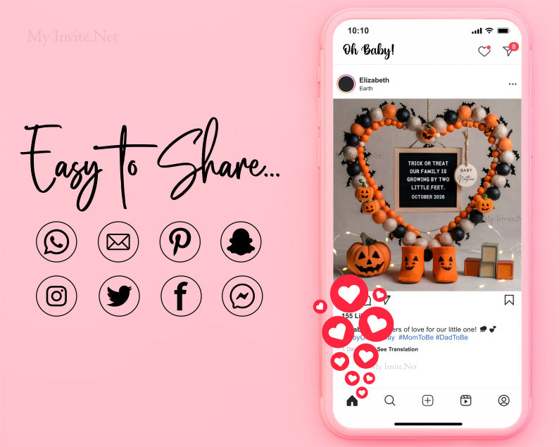 Halloween Pregnancy Announcement Digital, Pregnancy Announcement Template Social Media