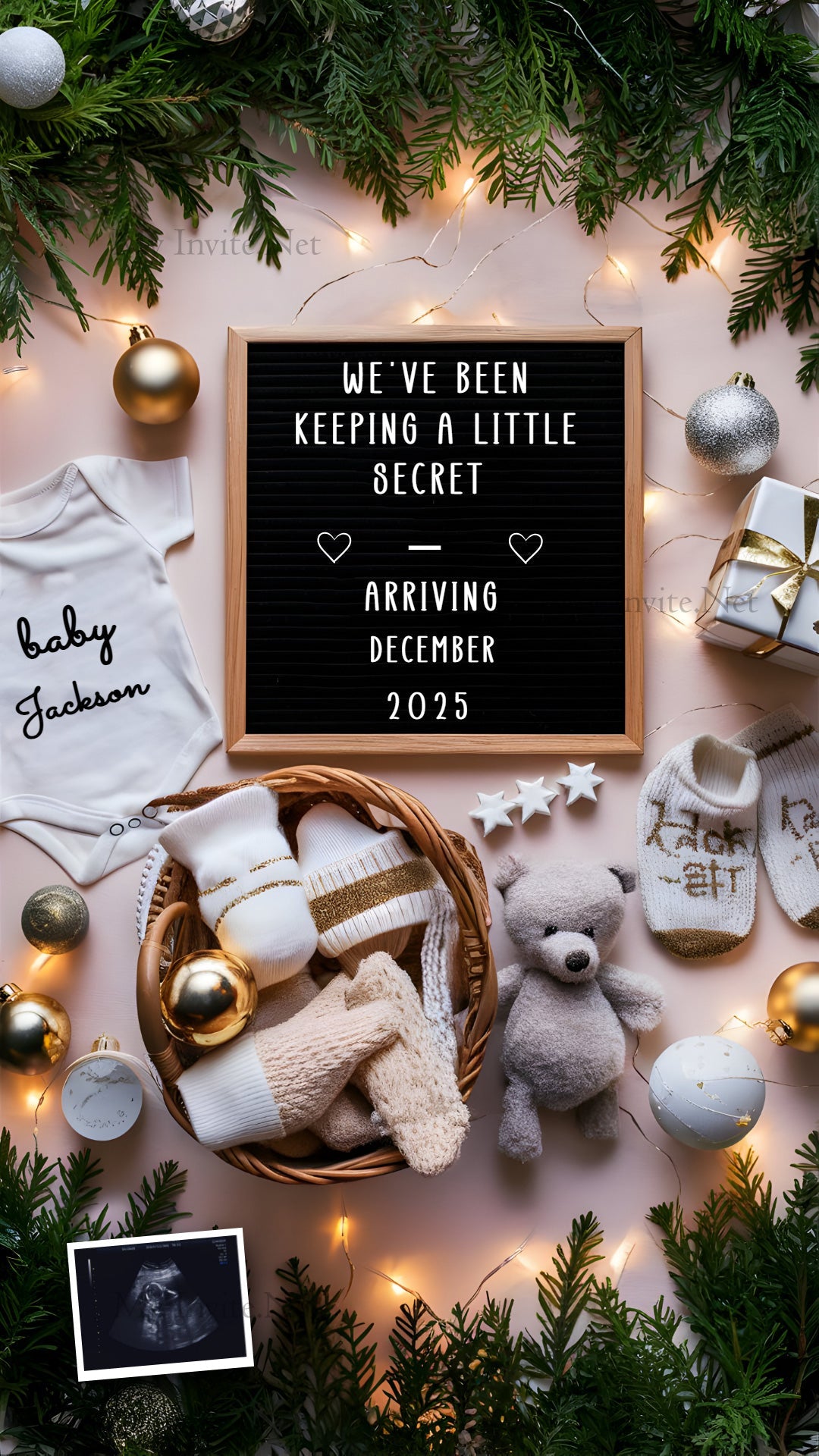 Holiday Cheer: Editable Christmas Pregnancy Announcement