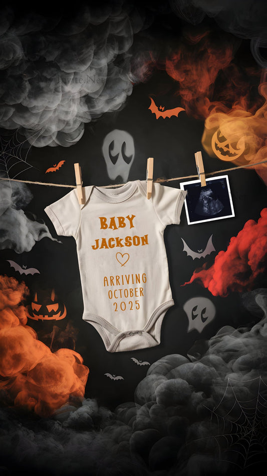 Halloween Digital Pregnancy Announcement, New Little Boo,