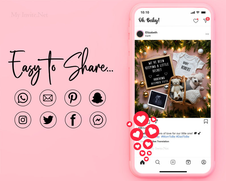 Jolly Good News: Christmas Pregnancy Announcement, Instant Editable Template