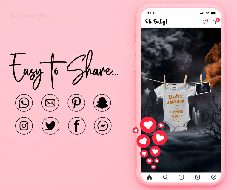 Halloween Baby Announcement, Social Media, Editable Template