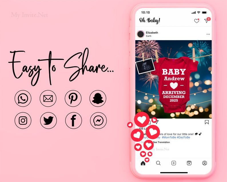 Holiday Baby Reveal,  Baby Announcement, Social Media, Editable Template