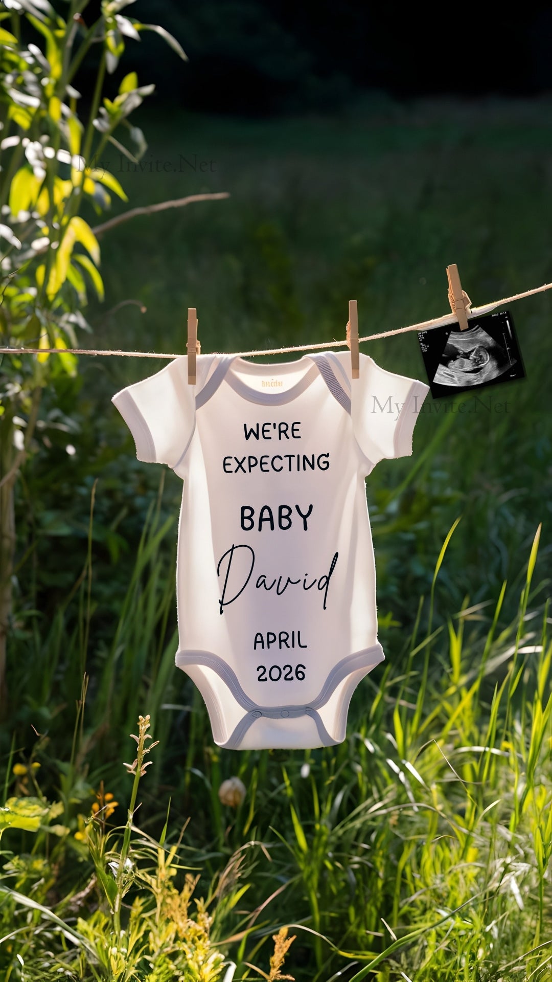 Wildflower Field pregnancy Announcement clothesline,Neutral