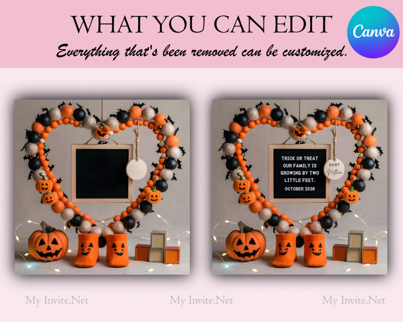 Halloween Pregnancy Announcement Digital, Pregnancy Announcement Template Social Media