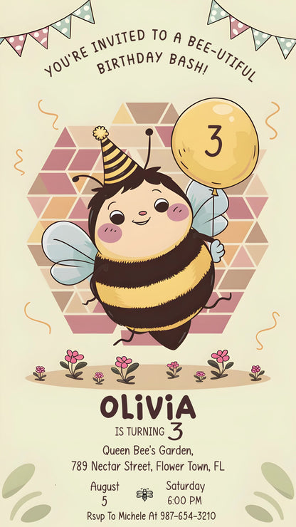 YOU'RE INVITED TO A BEE-UTIFUL BIRTHDAY BASH! - Video invitasion
