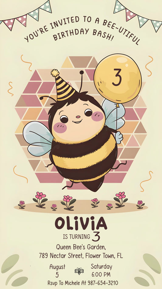 YOU'RE INVITED TO A BEE-UTIFUL BIRTHDAY BASH! - Video invitasion