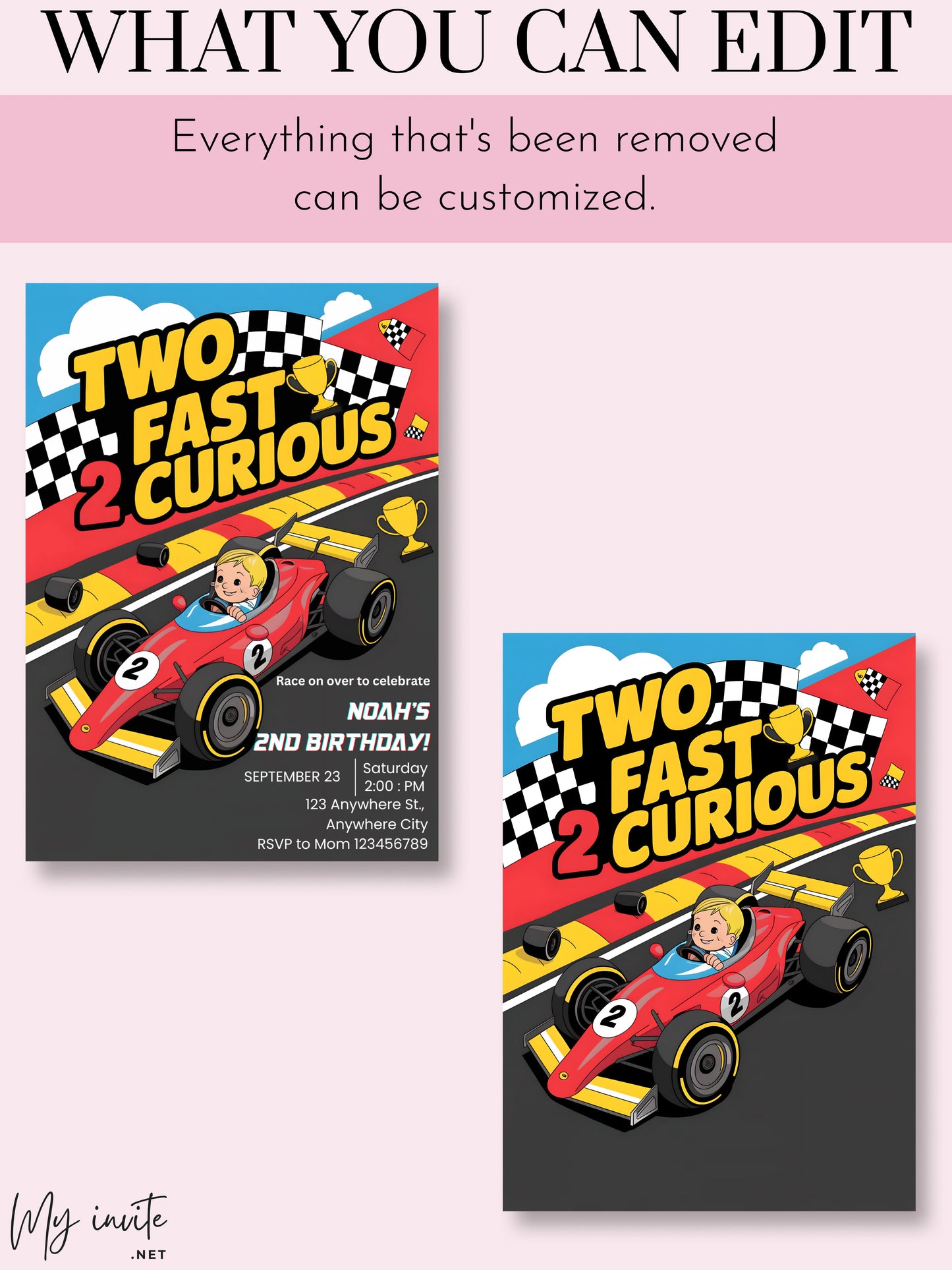 Racing Car Birthday Invitation Two