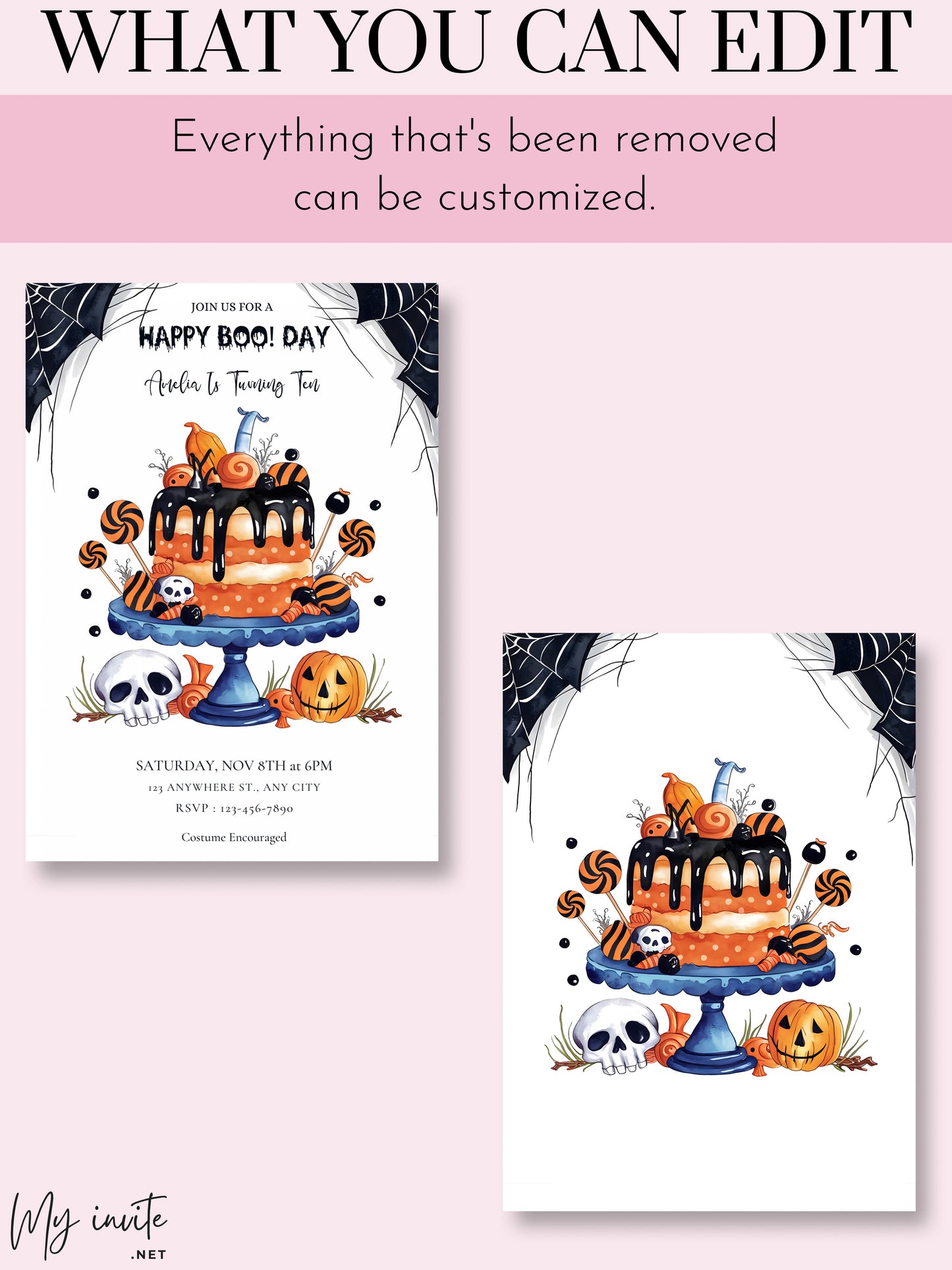 HAPPY BOO! DAY, Halloween Birthday invitation