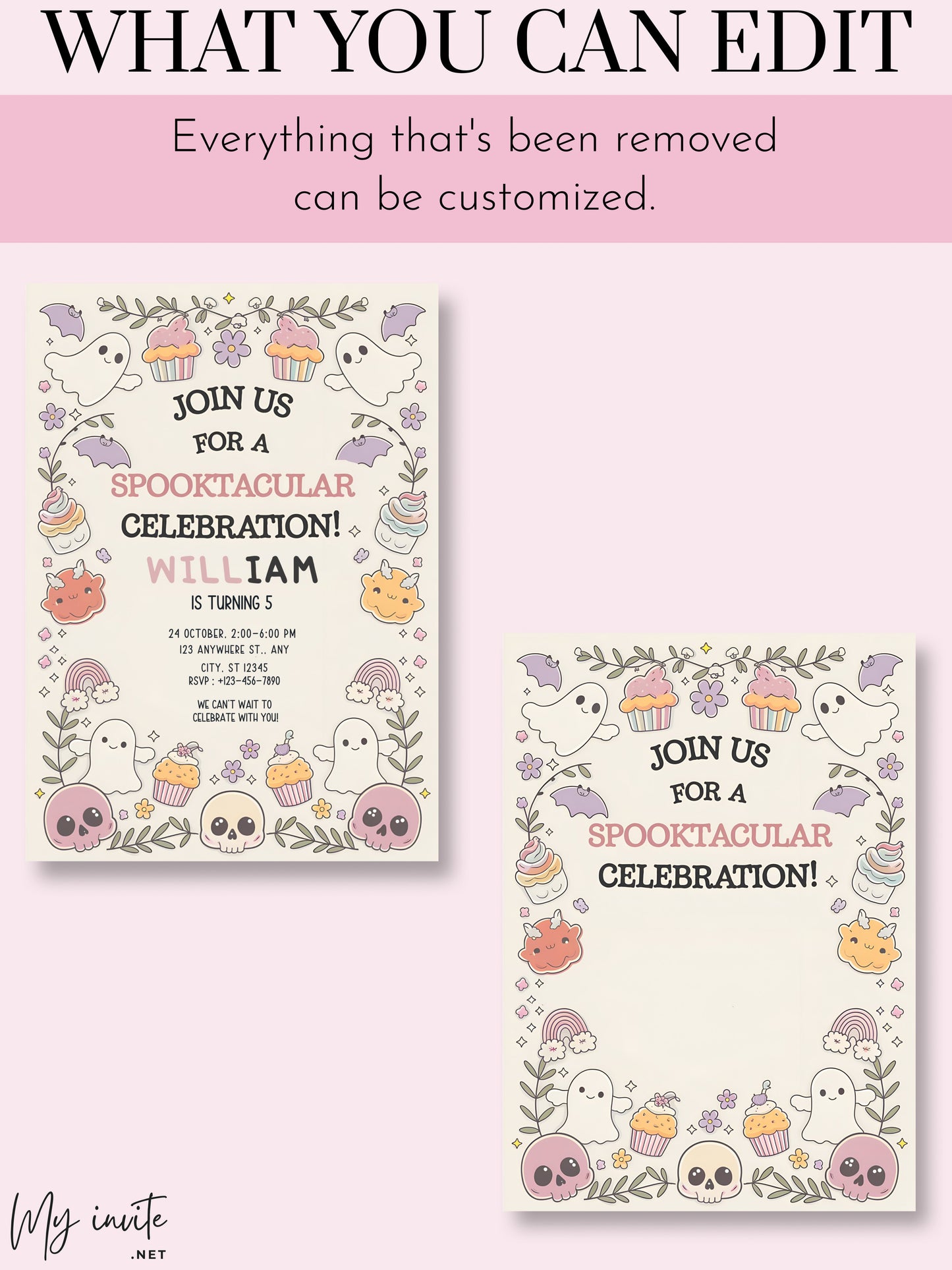 Cute Halloween Birthday Party Invitation Template