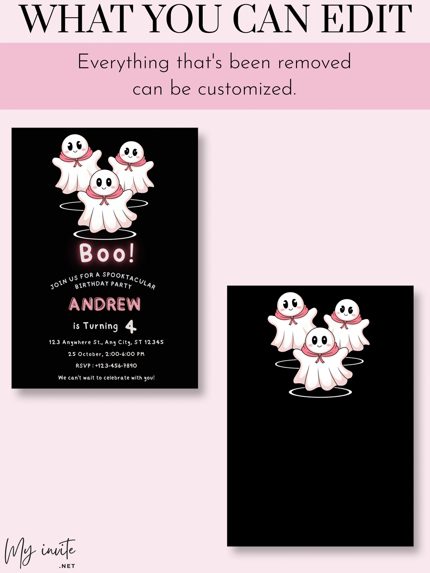 Cute Boo Birthday Party Invitation